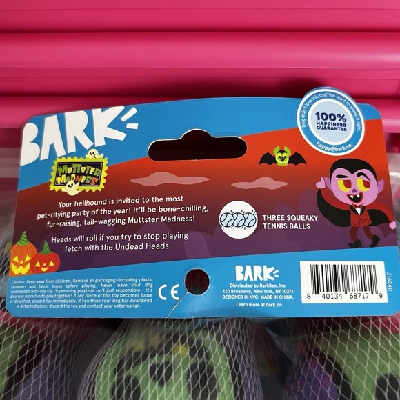 Bark‎ Box 3 Packs Of 3 Muttster Madness Zombie Undead Head Ball Dog Toy XS-M NWT - Picture 3 of 4